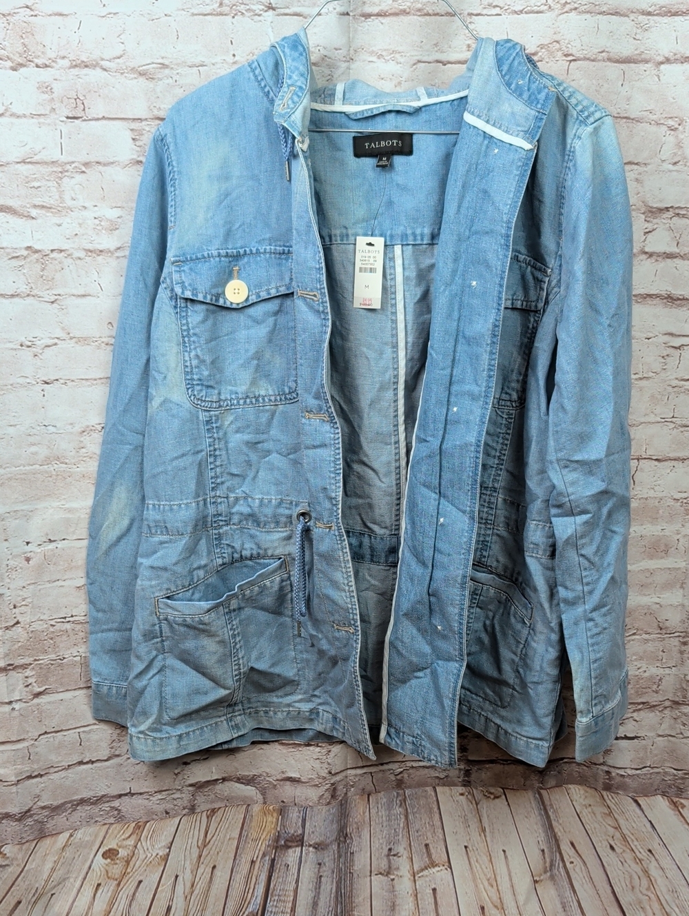 Talbots Hooded Jean Denim  Jacket Medium Nwt New